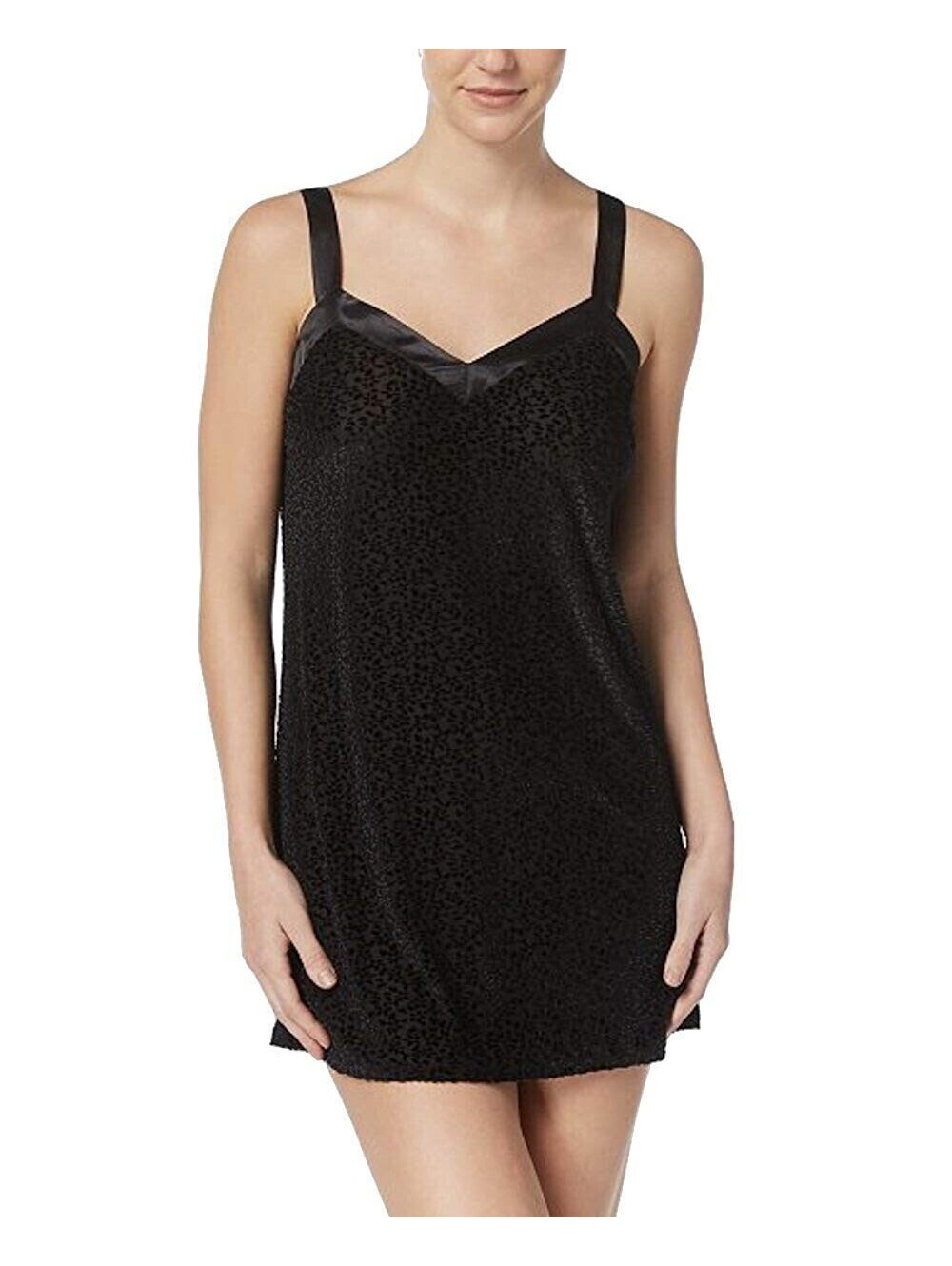 Flora Nikrooz Womens Intimate Burnout Sheer Velvet Chemise Black Size S
